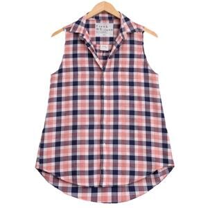Frank & Eileen XS Sleeveless Plaid Button Up Shirt Women Relaxed Fit Coastal